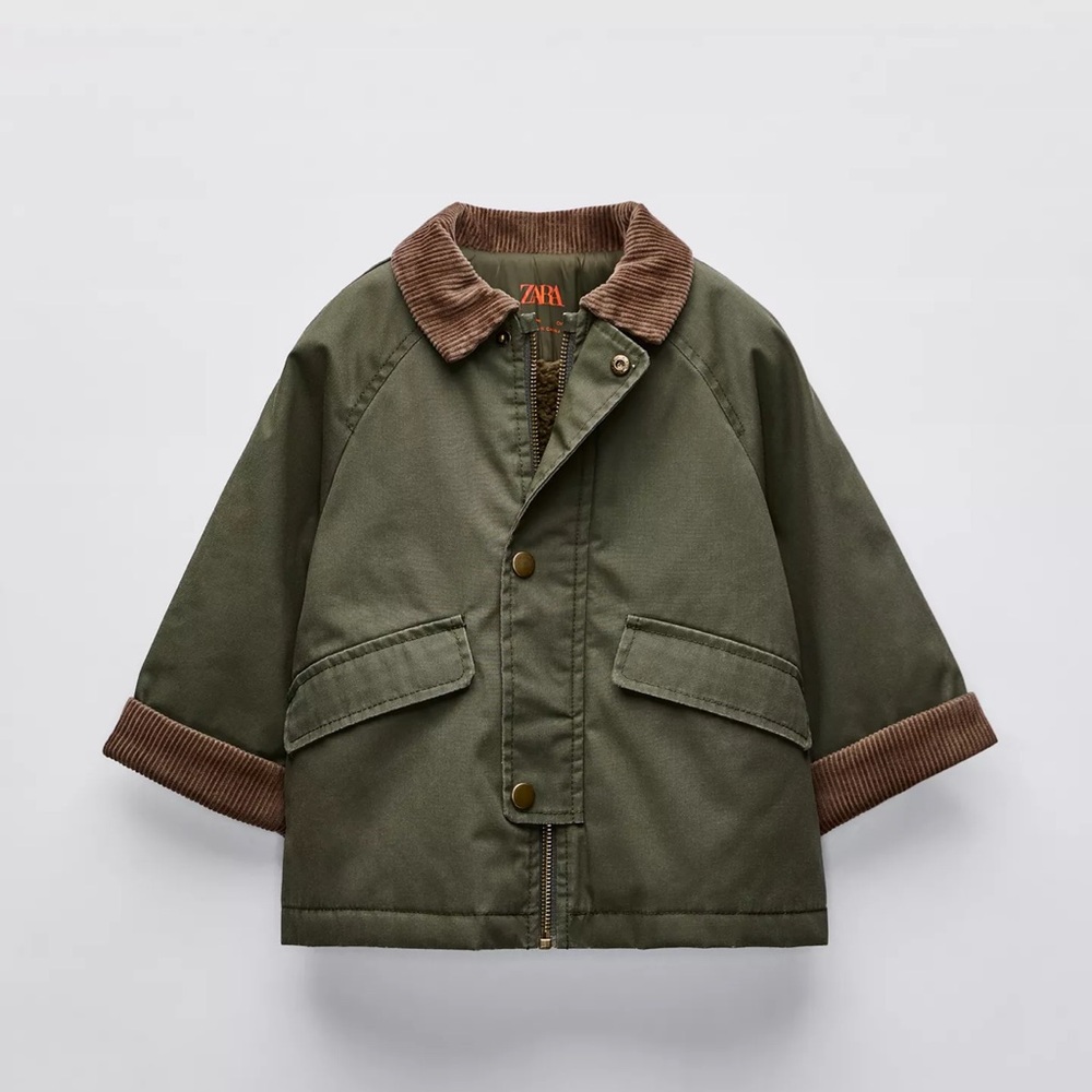 ZARA Corduroy Collar Waxed Jacket (2T)